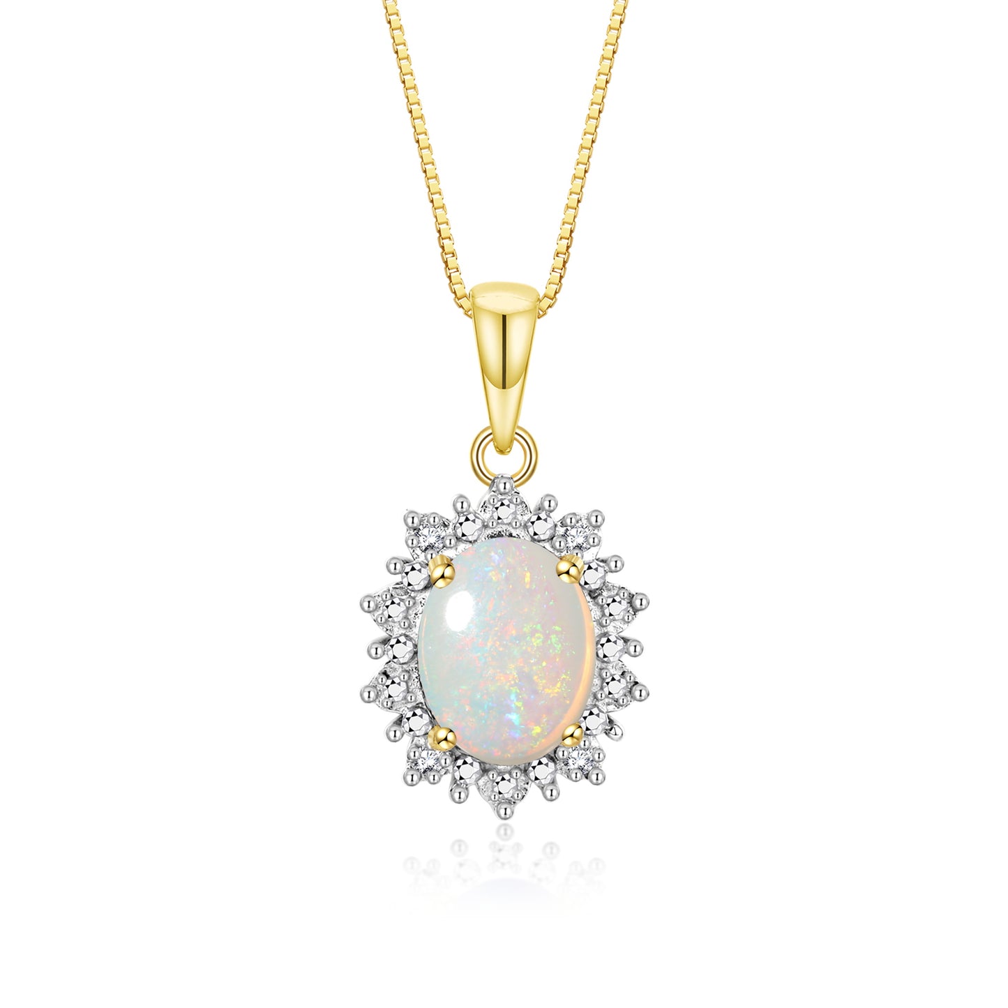 RYLOS Princess Diana Inspired Necklace: Gemstone & Diamond Yellow Gold Plated Silver Pendant, 18 Chain, 9X7MM Birthstone, Women's Jewelry