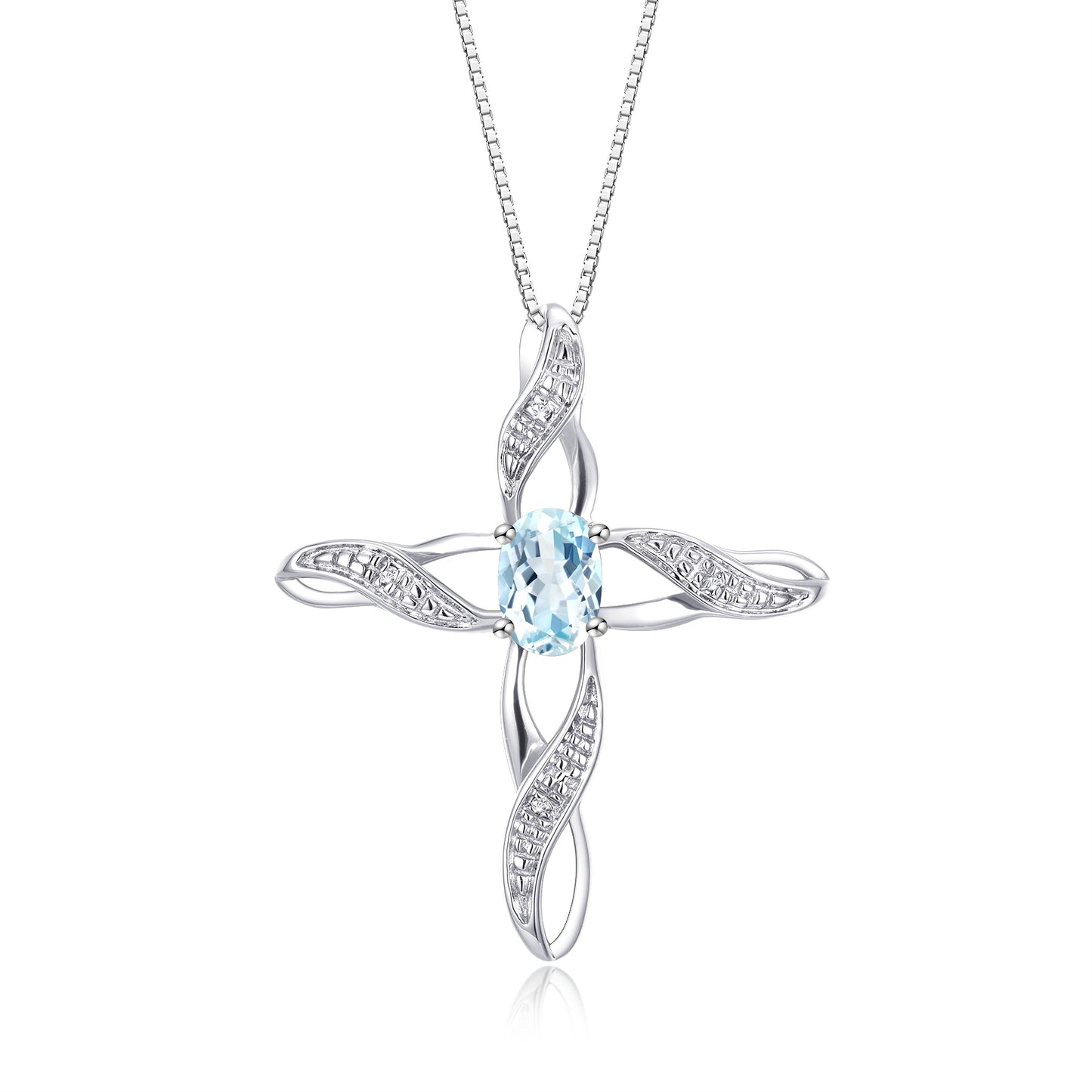 RYLOS Necklace Sterling Silver 925 Cross Necklace with Gemstone &  Diamonds Pendant with 18 inch Chain 7X5MM Birthstone Womens Jewelry Silver Necklace For Women Diamond Necklace