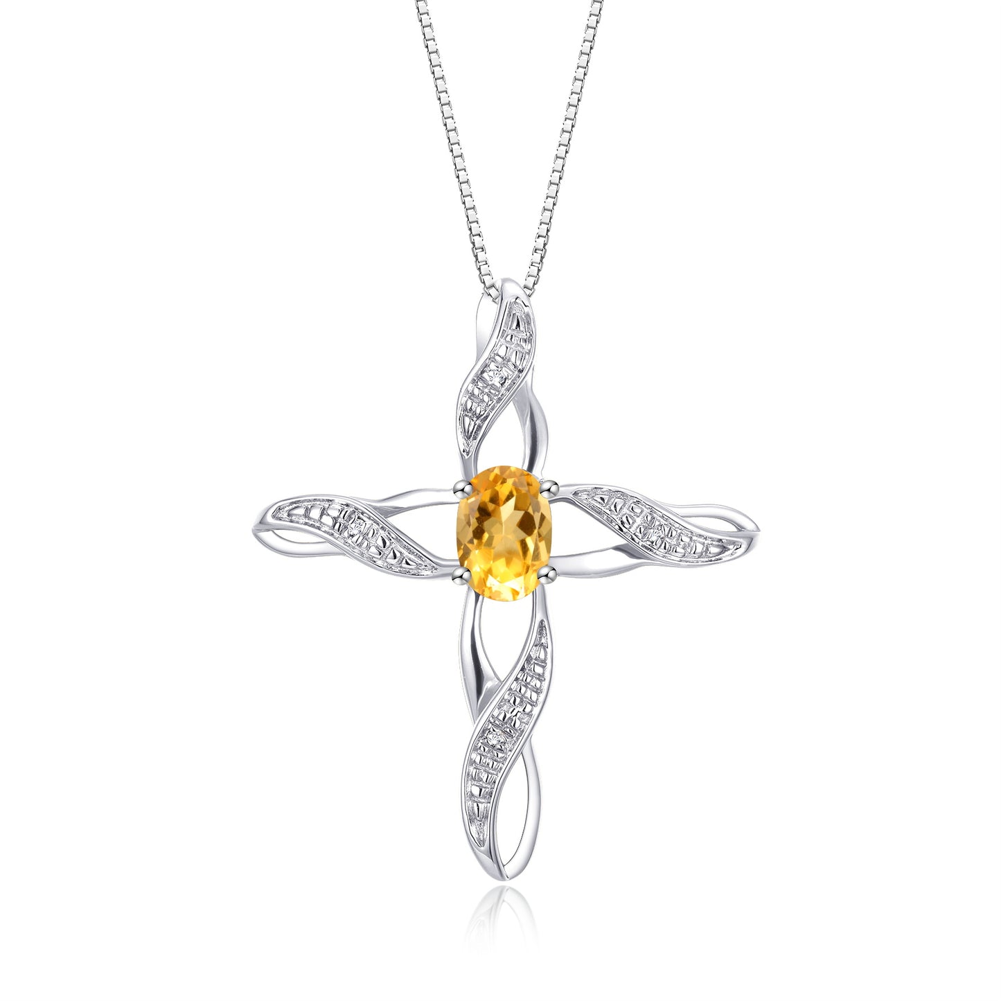 RYLOS Necklace Sterling Silver 925 Cross Necklace with Gemstone &  Diamonds Pendant with 18 inch Chain 7X5MM Birthstone Womens Jewelry Silver Necklace For Women Diamond Necklace