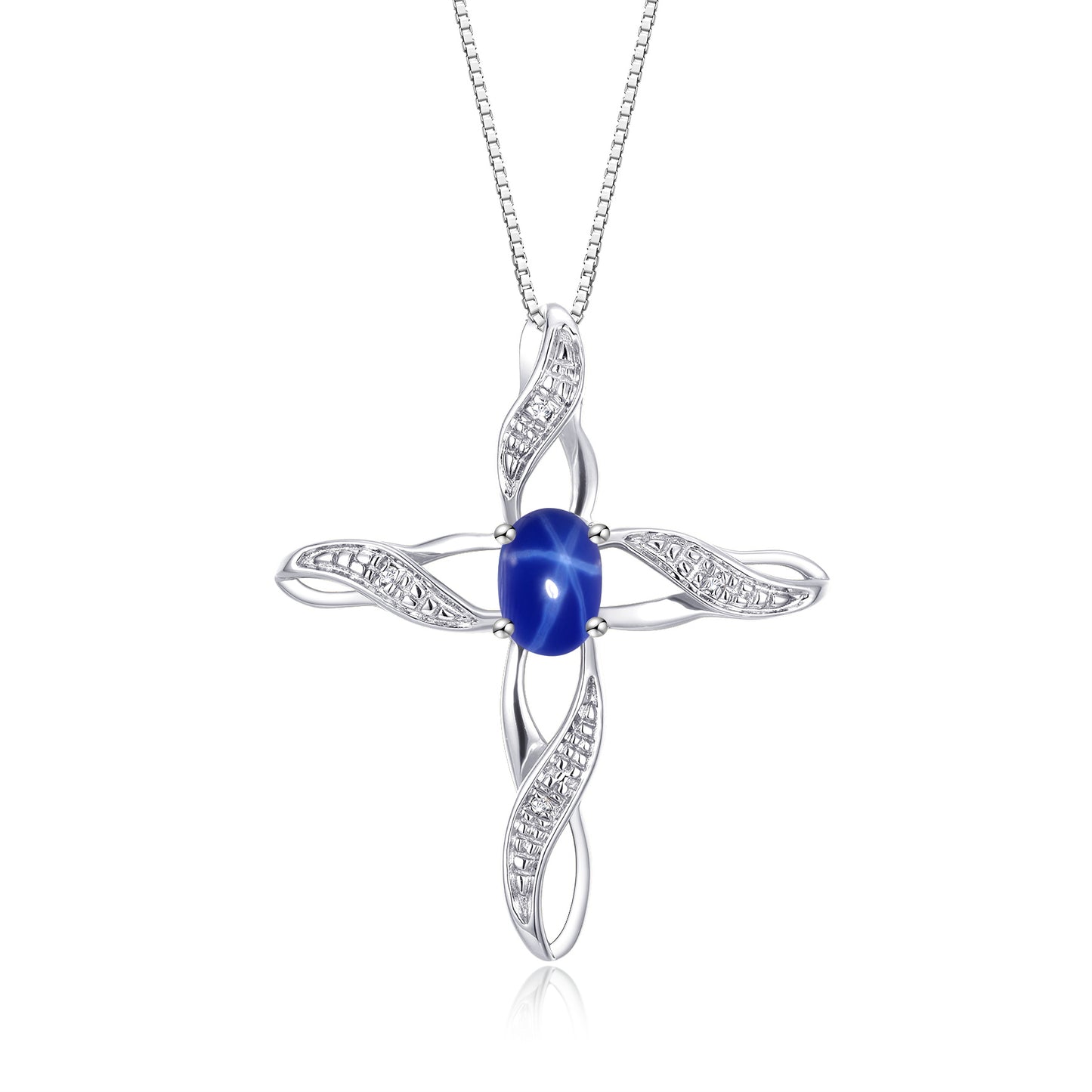 RYLOS Necklace Sterling Silver 925 Cross Necklace with Gemstone &  Diamonds Pendant with 18 inch Chain 7X5MM Birthstone Womens Jewelry Silver Necklace For Women Diamond Necklace