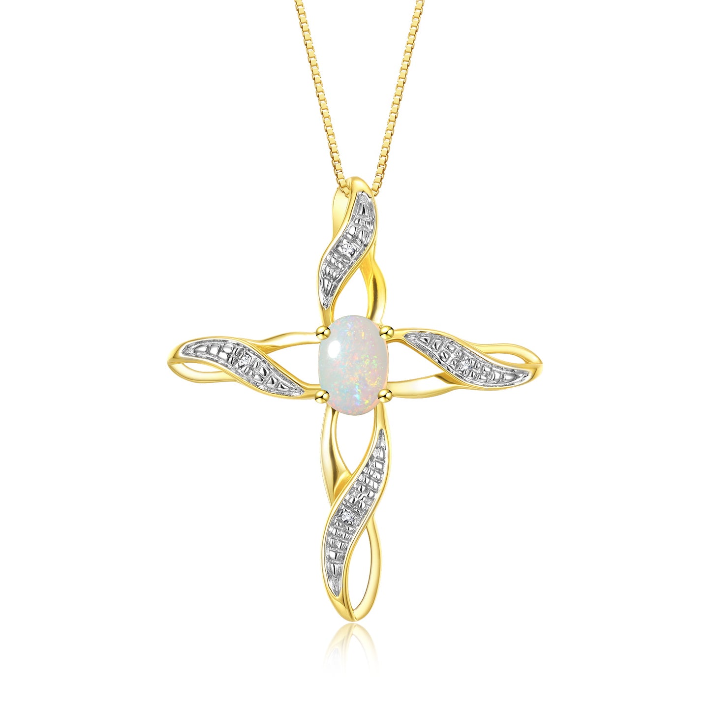 RYLOS Necklace Yellow Gold Plated Silver 925 Cross Necklace with Gemstone &  Diamonds Pendant with 18 inch Chain 7X5MM Birthstone Womens Jewelry Silver Necklace For Women Diamond Necklace