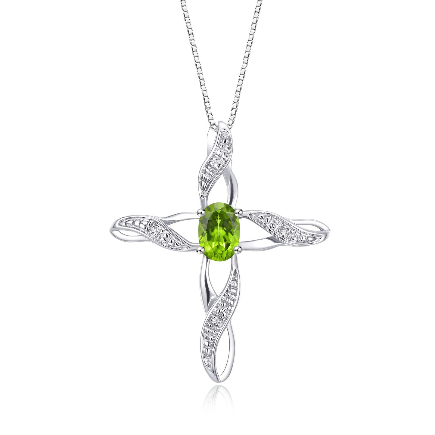 RYLOS Necklace Sterling Silver 925 Cross Necklace with Gemstone &  Diamonds Pendant with 18 inch Chain 7X5MM Birthstone Womens Jewelry Silver Necklace For Women Diamond Necklace