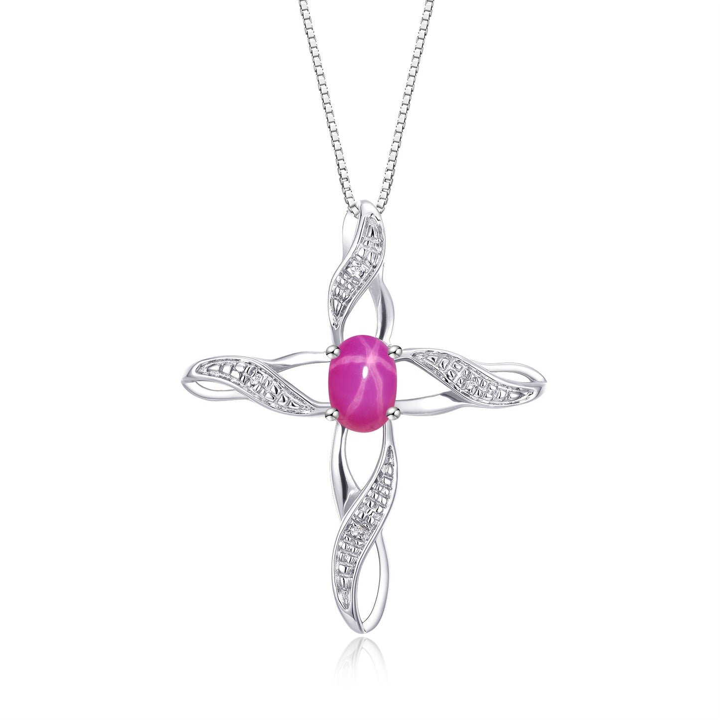 RYLOS Necklace Sterling Silver 925 Cross Necklace with Gemstone &  Diamonds Pendant with 18 inch Chain 7X5MM Birthstone Womens Jewelry Silver Necklace For Women Diamond Necklace