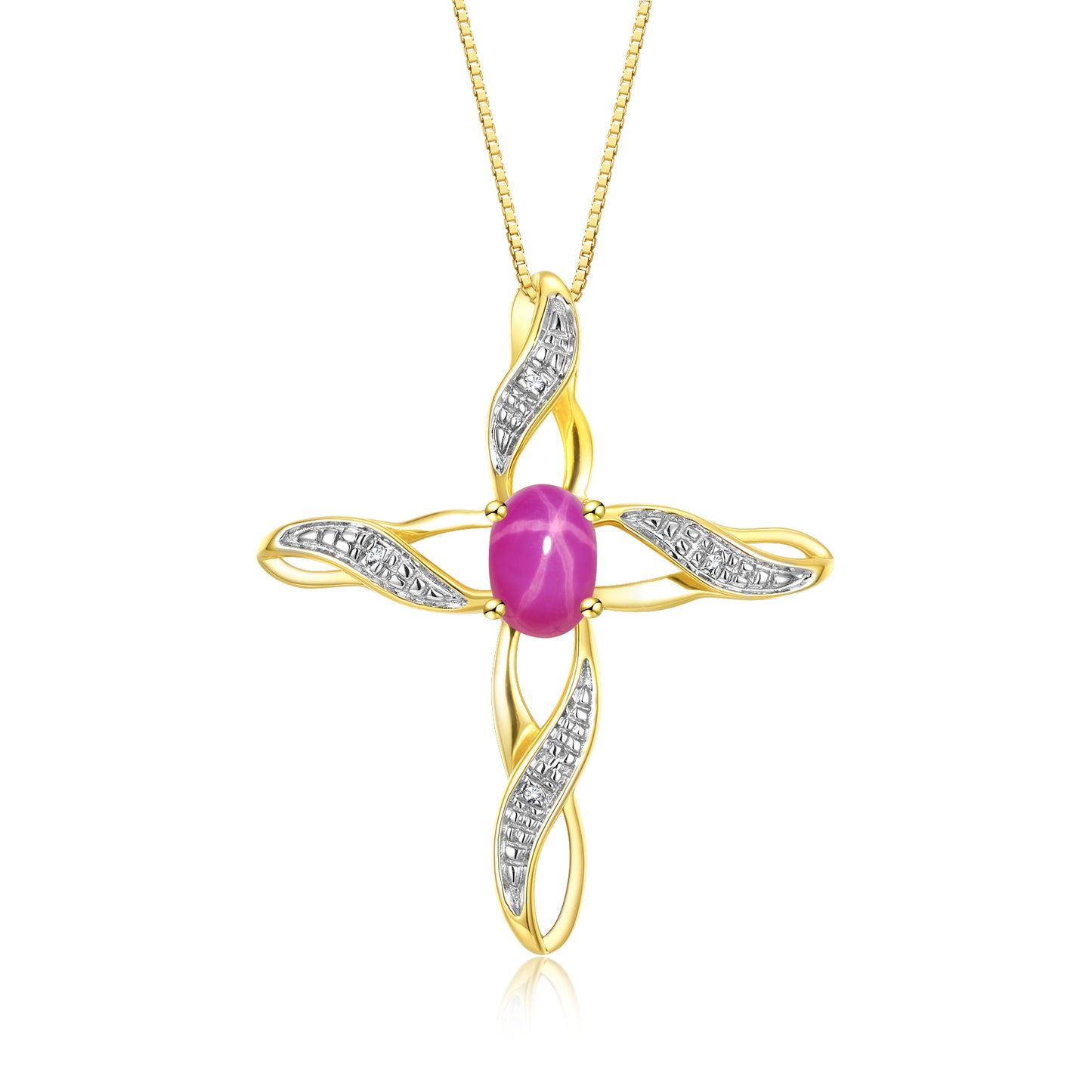 RYLOS Necklace Yellow Gold Plated Silver 925 Cross Necklace with Gemstone &  Diamonds Pendant with 18 inch Chain 7X5MM Birthstone Womens Jewelry Silver Necklace For Women Diamond Necklace