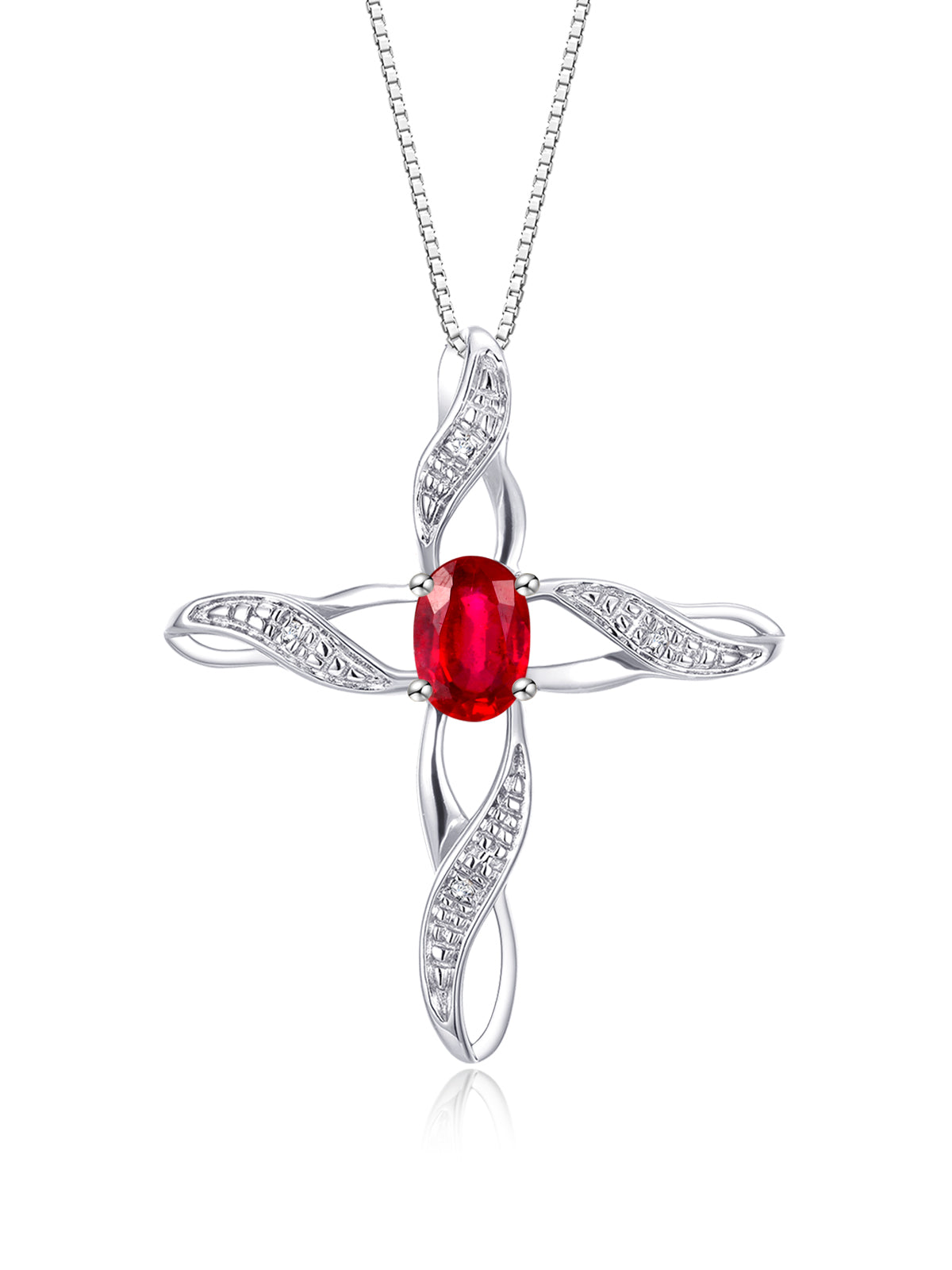 RYLOS Necklace Sterling Silver 925 Cross Necklace with Gemstone &  Diamonds Pendant with 18 inch Chain 7X5MM Birthstone Womens Jewelry Silver Necklace For Women Diamond Necklace