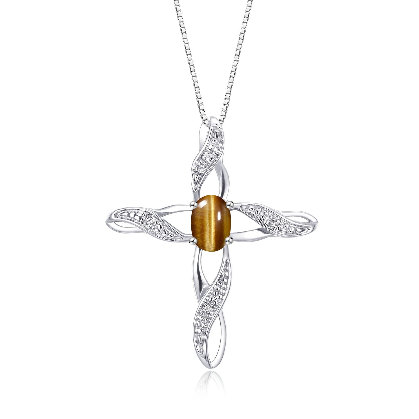 RYLOS Necklace Sterling Silver 925 Cross Necklace with Gemstone &  Diamonds Pendant with 18 inch Chain 7X5MM Birthstone Womens Jewelry Silver Necklace For Women Diamond Necklace