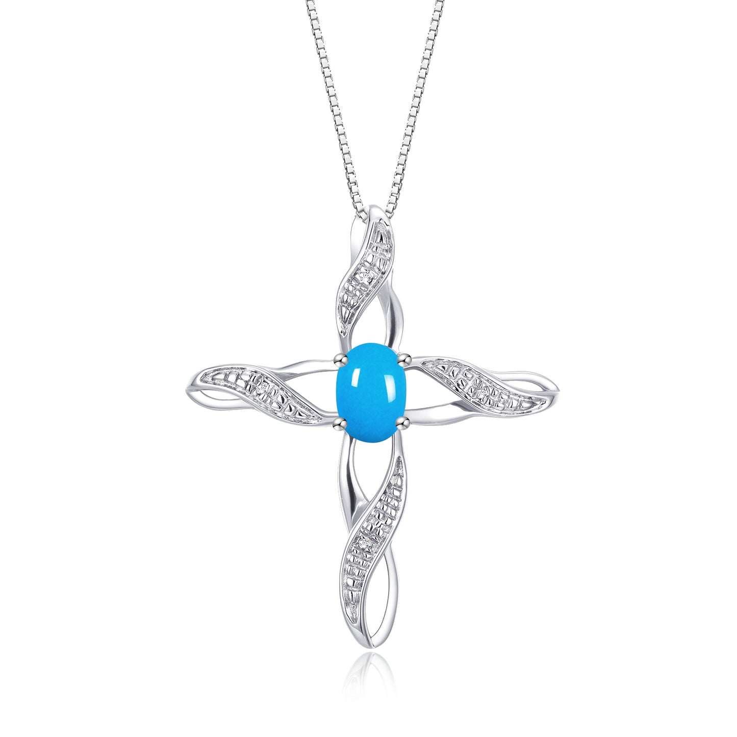 RYLOS Necklace Sterling Silver 925 Cross Necklace with Gemstone &  Diamonds Pendant with 18 inch Chain 7X5MM Birthstone Womens Jewelry Silver Necklace For Women Diamond Necklace