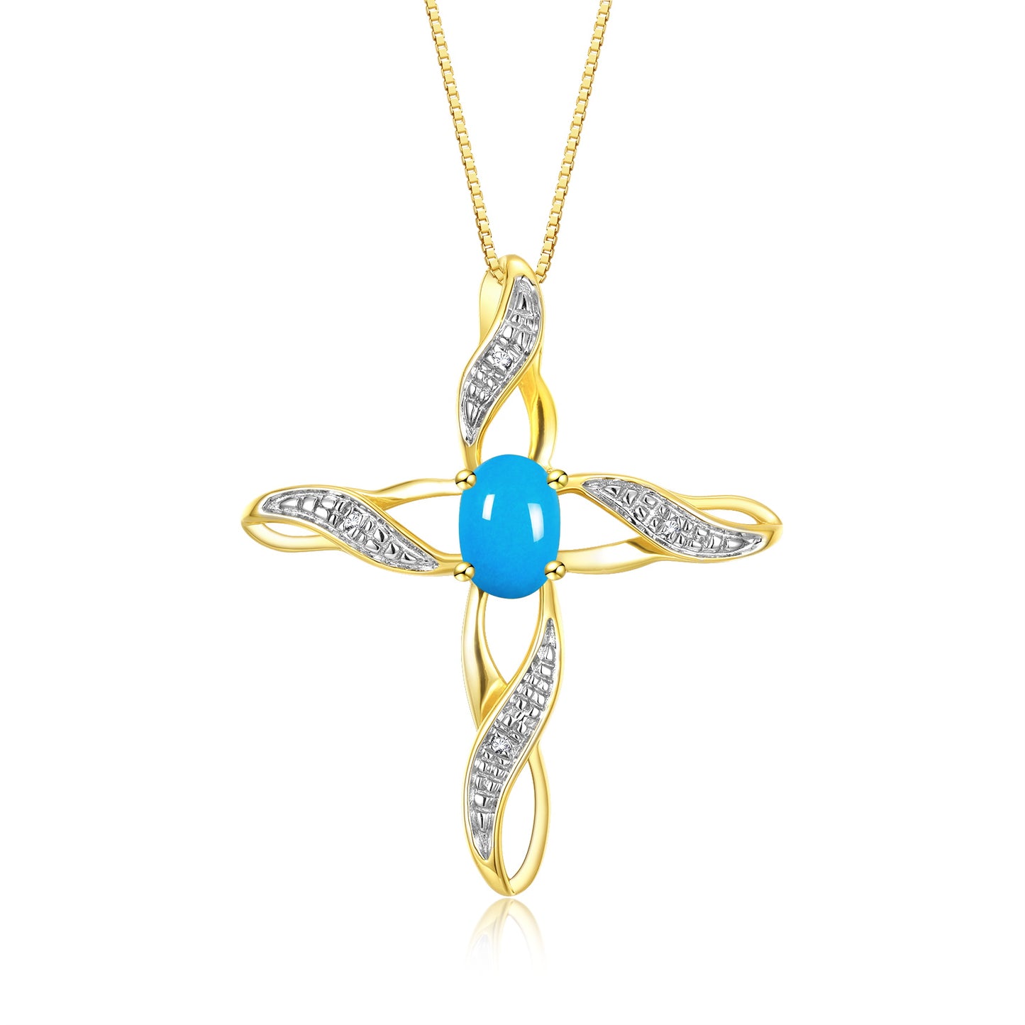 RYLOS 14K Yellow Gold Cross Necklace with Gemstone & Diamonds Pendant - 7X5MM Birthstone Accent - Enchanting Women's Jewelry with 18 inch Chain - Timeless Beauty