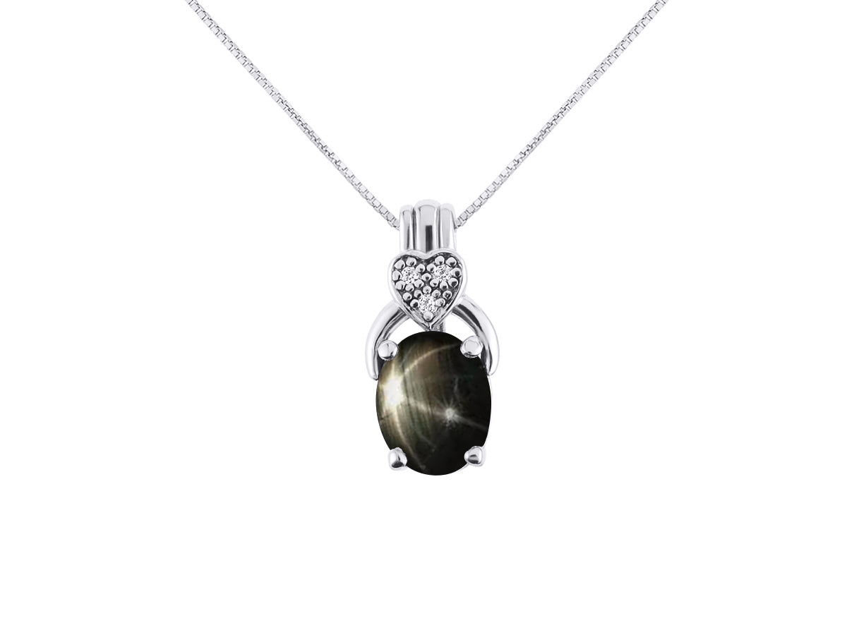 RYLOS Sterling Silver Classic Designer Necklace: Gemstone & Diamond Pendant, 18" Chain, 9X7MM Birthstone, Elegant Women's Jewelry