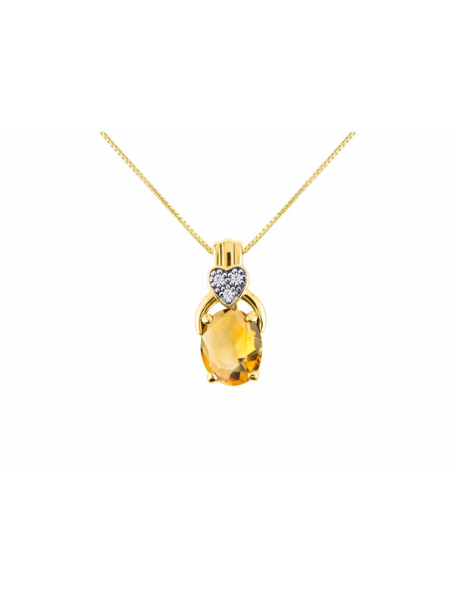 RYLOS Yellow Gold Plated Silver Classic Designer Necklace: Gemstone & Diamond Pendant, 18" Chain, 9X7MM Birthstone, Elegant Women's Jewelry