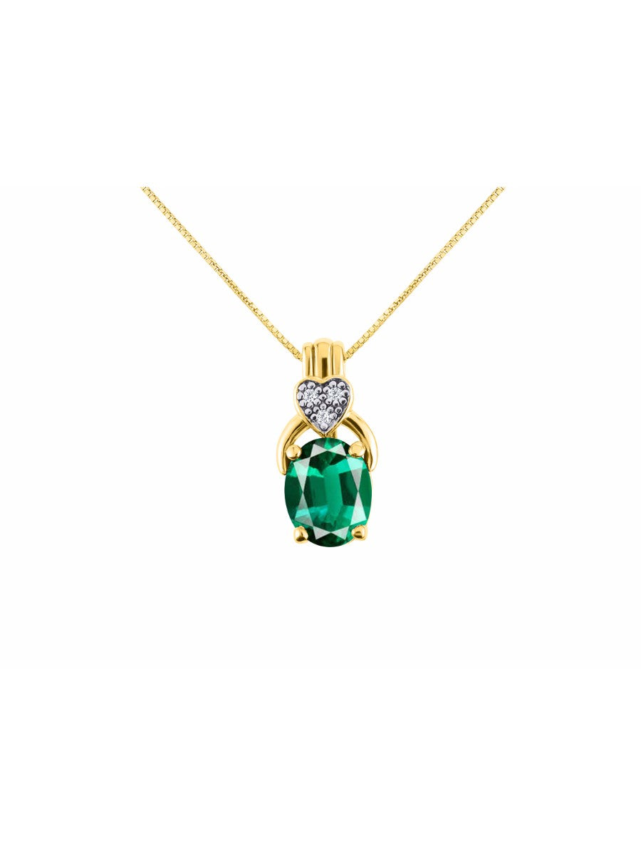 RYLOS 14K Yellow Gold Classic Designer Necklace: Exquisite Gemstone & Diamond Pendant, 18" Chain, 9X7MM Birthstone, Elegant Women's Jewelry