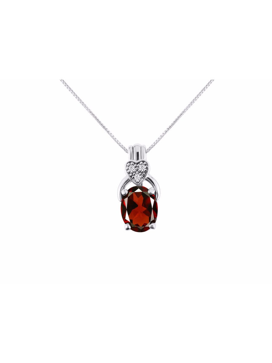 RYLOS 14K White Gold Classic Designer Necklace: Exquisite Gemstone & Diamond Pendant, 18" Chain, 9X7MM Birthstone, Elegant Women's Jewelry