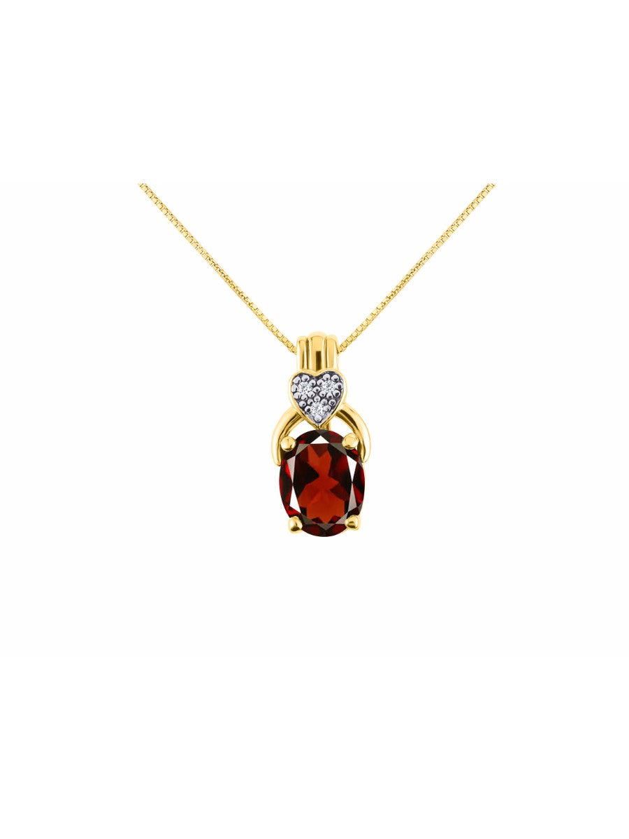 RYLOS Yellow Gold Plated Silver Classic Designer Necklace: Gemstone & Diamond Pendant, 18" Chain, 9X7MM Birthstone, Elegant Women's Jewelry