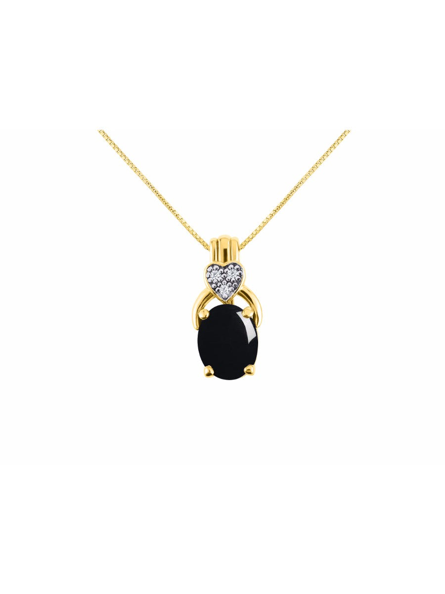 RYLOS Yellow Gold Plated Silver Classic Designer Necklace: Gemstone & Diamond Pendant, 18" Chain, 9X7MM Birthstone, Elegant Women's Jewelry