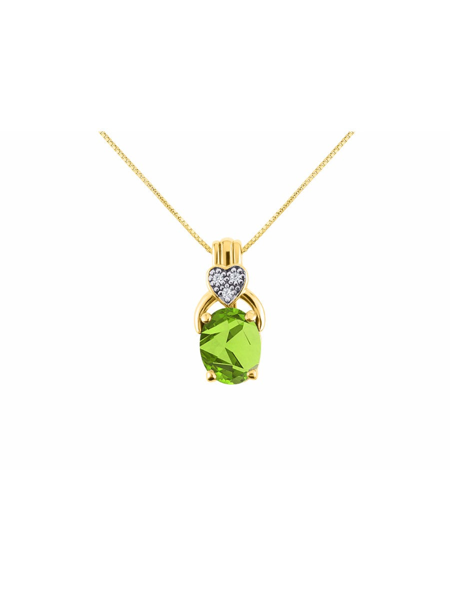 RYLOS Yellow Gold Plated Silver Classic Designer Necklace: Gemstone & Diamond Pendant, 18" Chain, 9X7MM Birthstone, Elegant Women's Jewelry