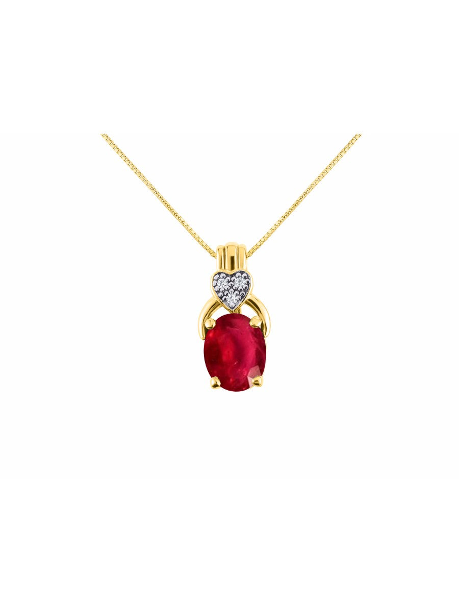 RYLOS 14K Yellow Gold Classic Designer Necklace: Exquisite Gemstone & Diamond Pendant, 18" Chain, 9X7MM Birthstone, Elegant Women's Jewelry