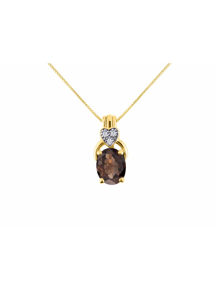 RYLOS Yellow Gold Plated Silver Classic Designer Necklace: Gemstone & Diamond Pendant, 18" Chain, 9X7MM Birthstone, Elegant Women's Jewelry