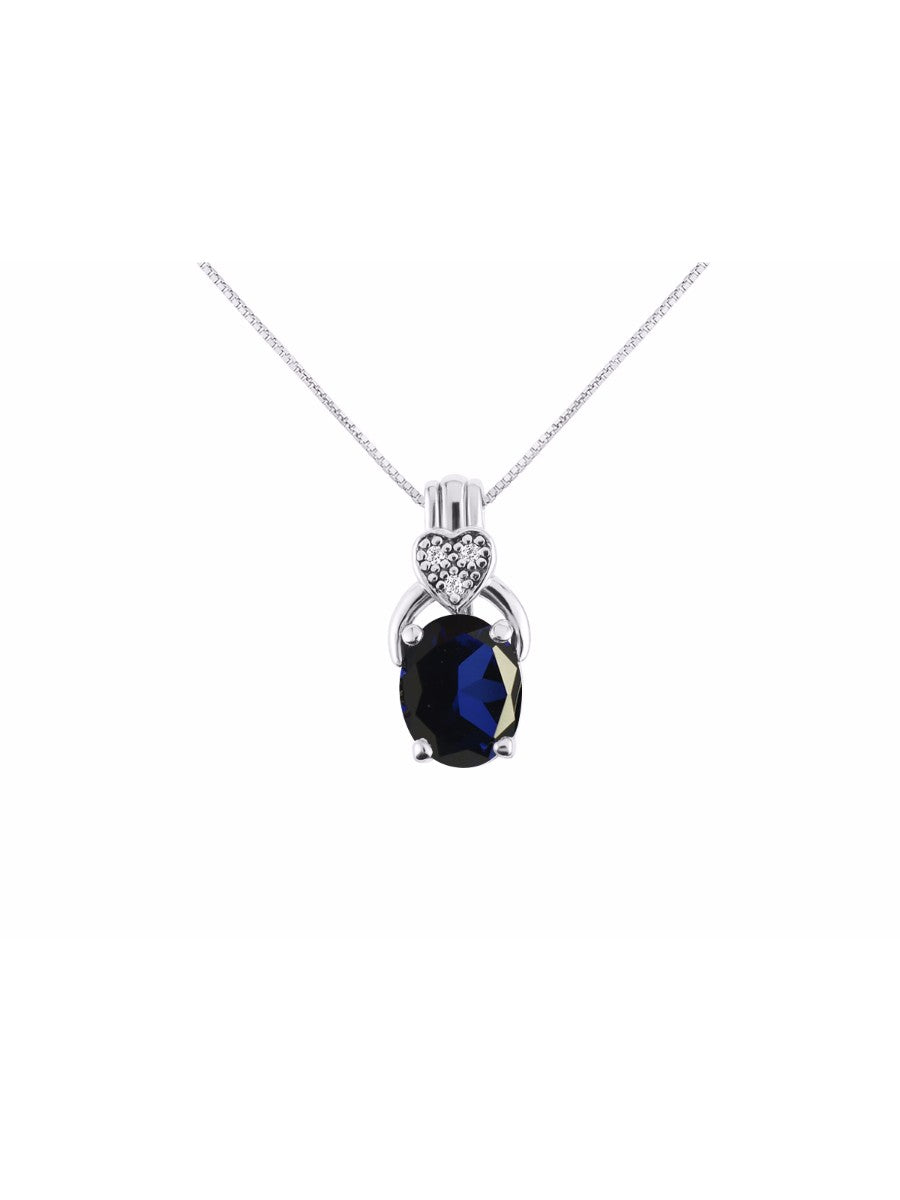 RYLOS 14K White Gold Classic Designer Necklace: Exquisite Gemstone & Diamond Pendant, 18" Chain, 9X7MM Birthstone, Elegant Women's Jewelry