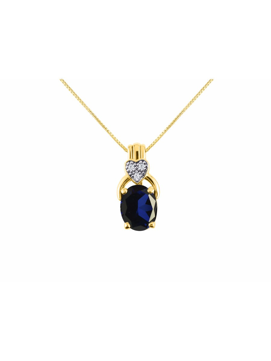 RYLOS Yellow Gold Plated Silver Classic Designer Necklace: Gemstone & Diamond Pendant, 18" Chain, 9X7MM Birthstone, Elegant Women's Jewelry