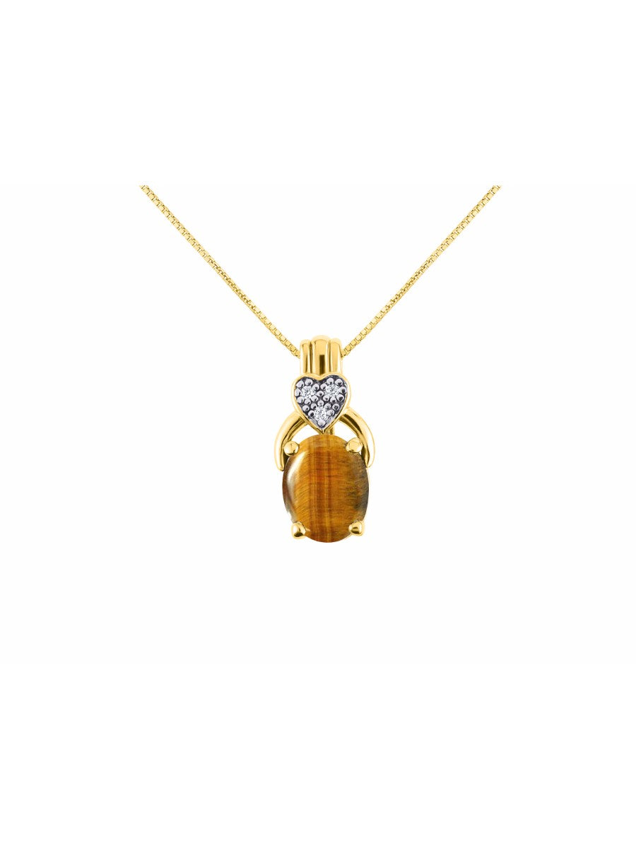 RYLOS Yellow Gold Plated Silver Classic Designer Necklace: Gemstone & Diamond Pendant, 18" Chain, 9X7MM Birthstone, Elegant Women's Jewelry
