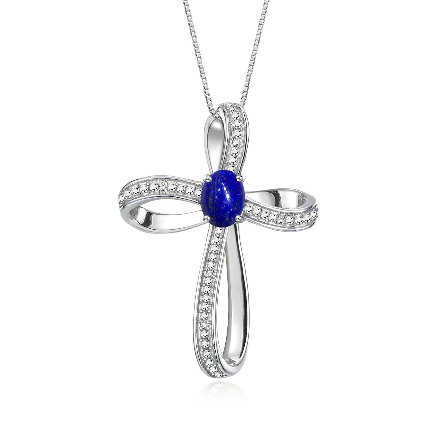 RYLOS Sterling Silver Cross Necklace: Gemstone & Diamond Pendant, 18 Chain, 8X6MM Birthstone, Elegant Women's Jewelry