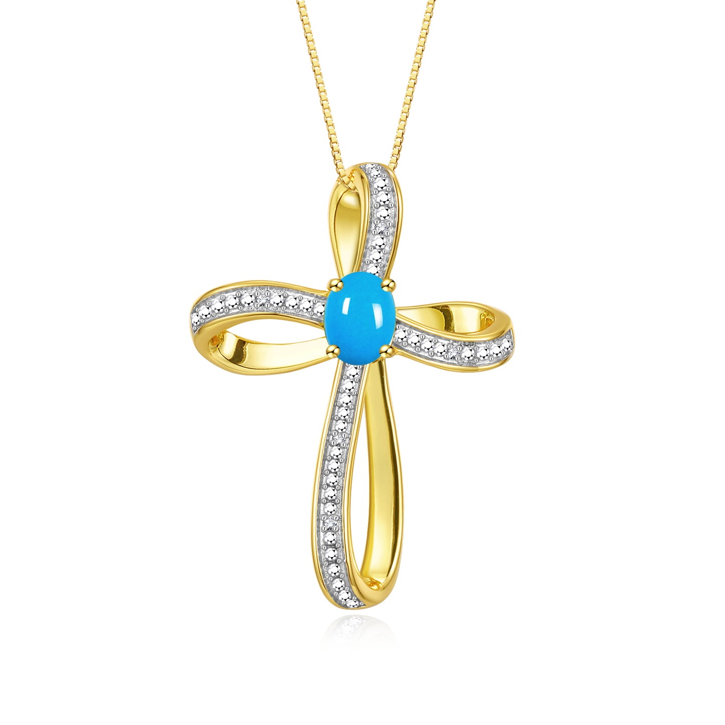 RYLOS 14K Yellow Gold Cross Necklace:  Gemstone & Diamond Pendant, 18 Chain, 8X6MM Birthstone, Elegant Women's Jewelry