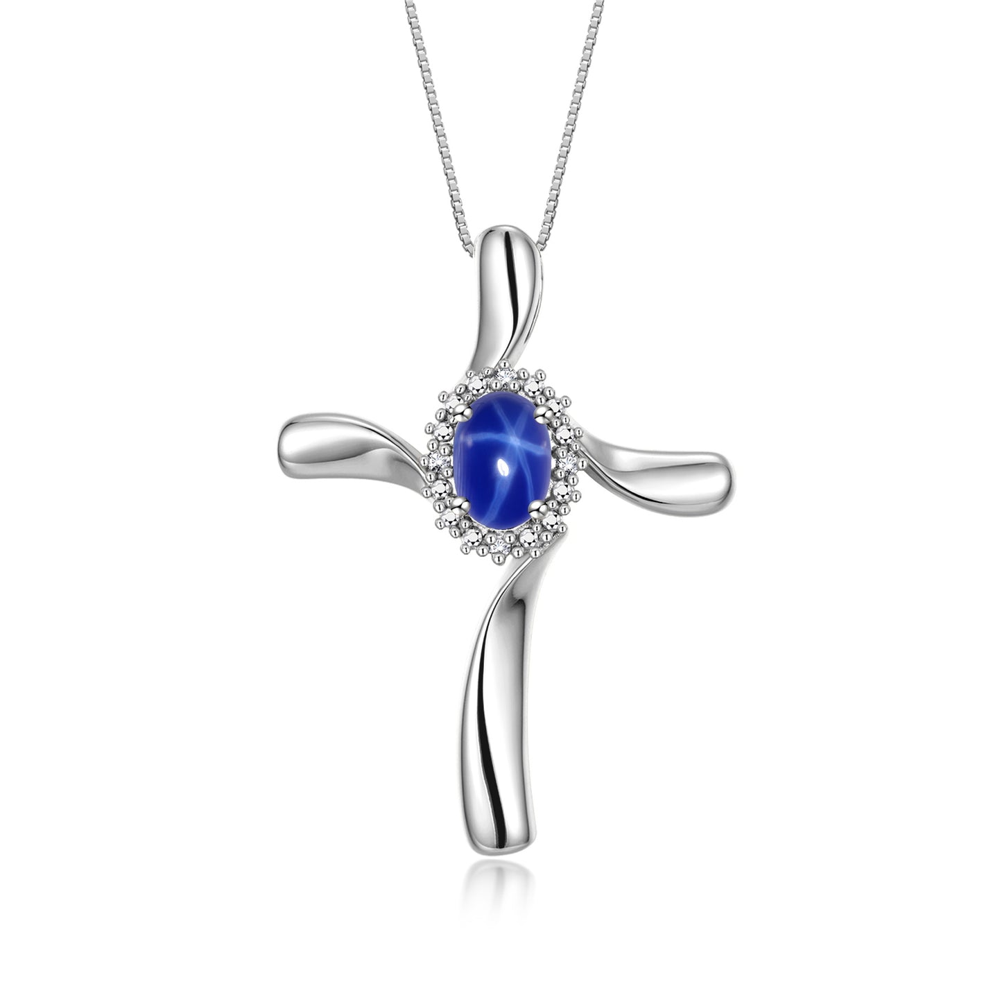 RYLOS Sterling Silver Cross Necklace: Gemstone & Diamond Pendant, 18" Chain, 7X5MM Birthstone, Elegant Women's Jewelry