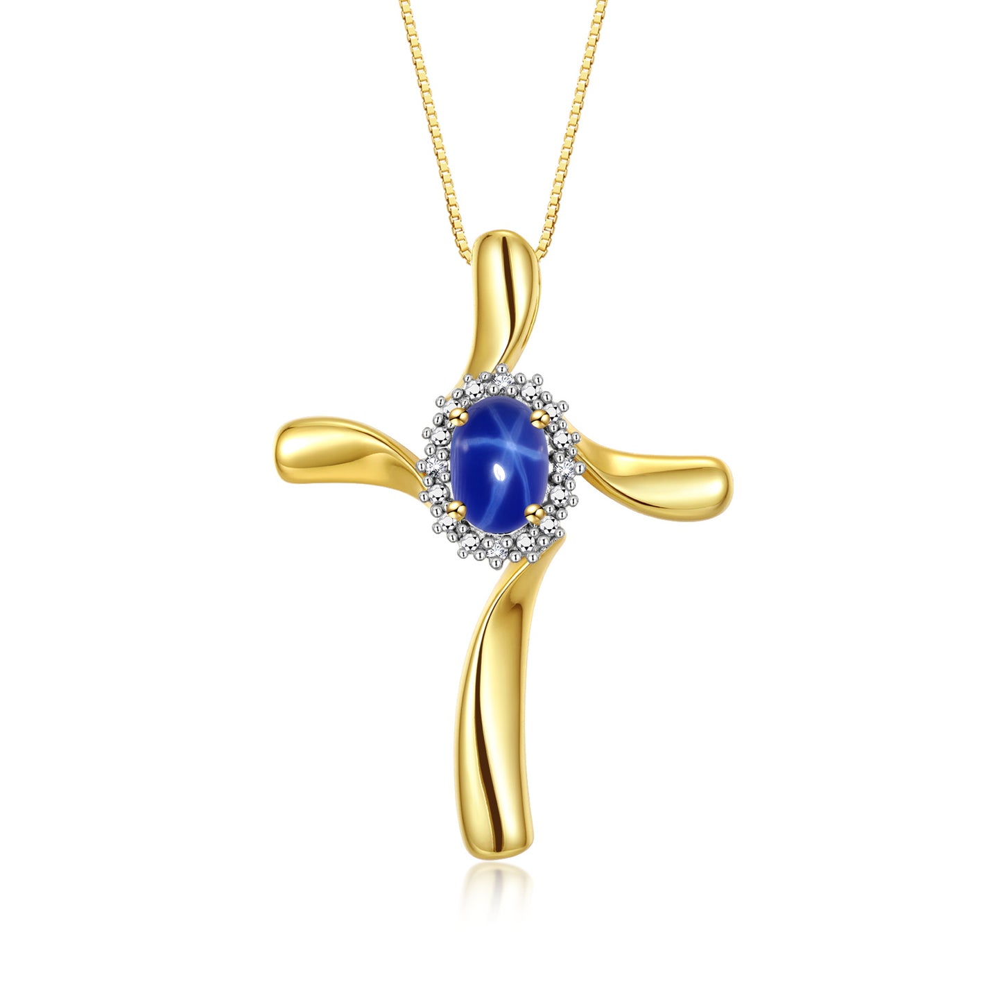 RYLOS Yellow Gold Plated Silver Cross Necklace: Gemstone & Diamond Pendant, 18" Chain, 7X5MM Birthstone, Elegant Women's Jewelry