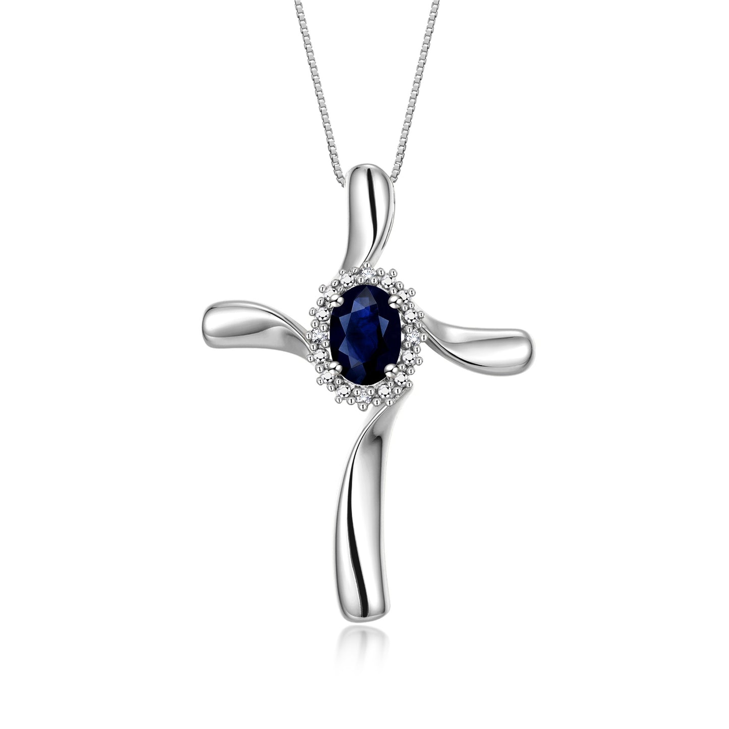 RYLOS Sterling Silver Cross Necklace: Gemstone & Diamond Pendant, 18" Chain, 7X5MM Birthstone, Elegant Women's Jewelry