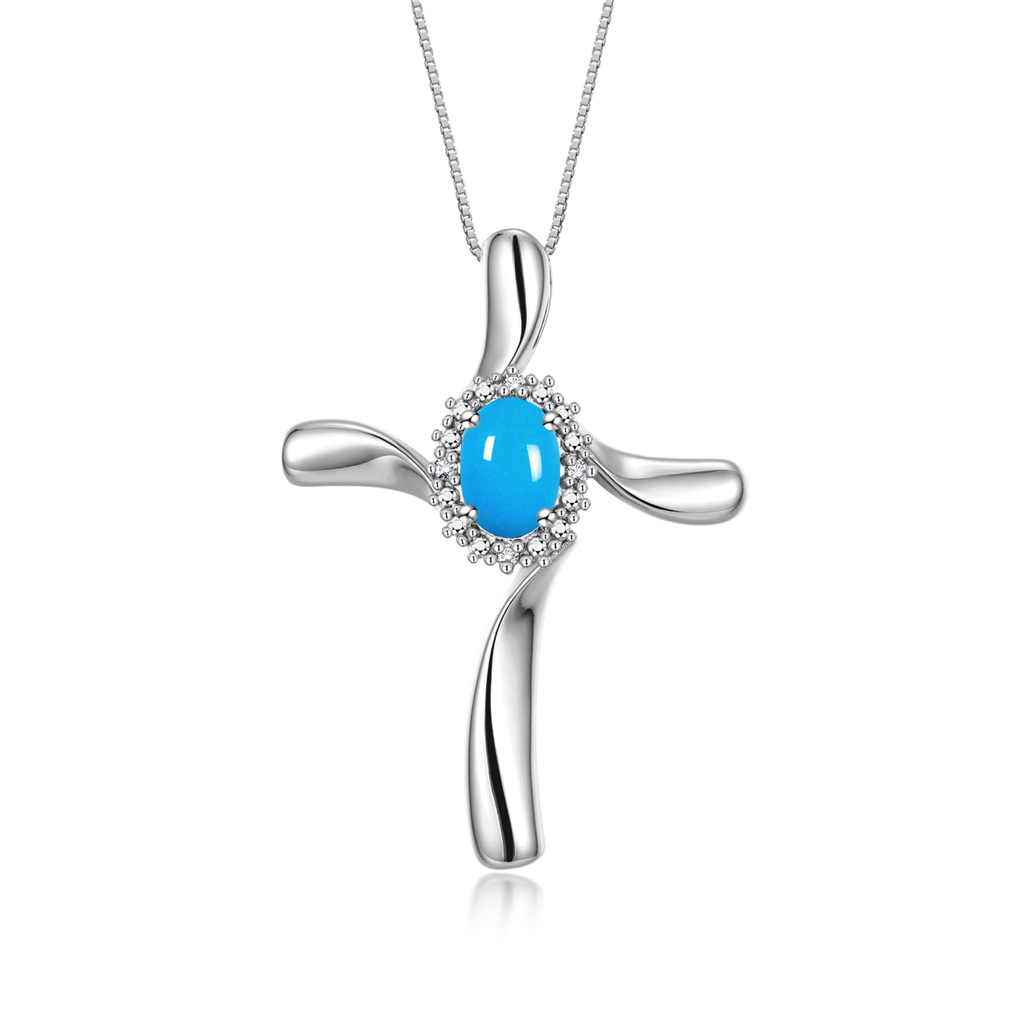 RYLOS Sterling Silver Cross Necklace: Gemstone & Diamond Pendant, 18" Chain, 7X5MM Birthstone, Elegant Women's Jewelry