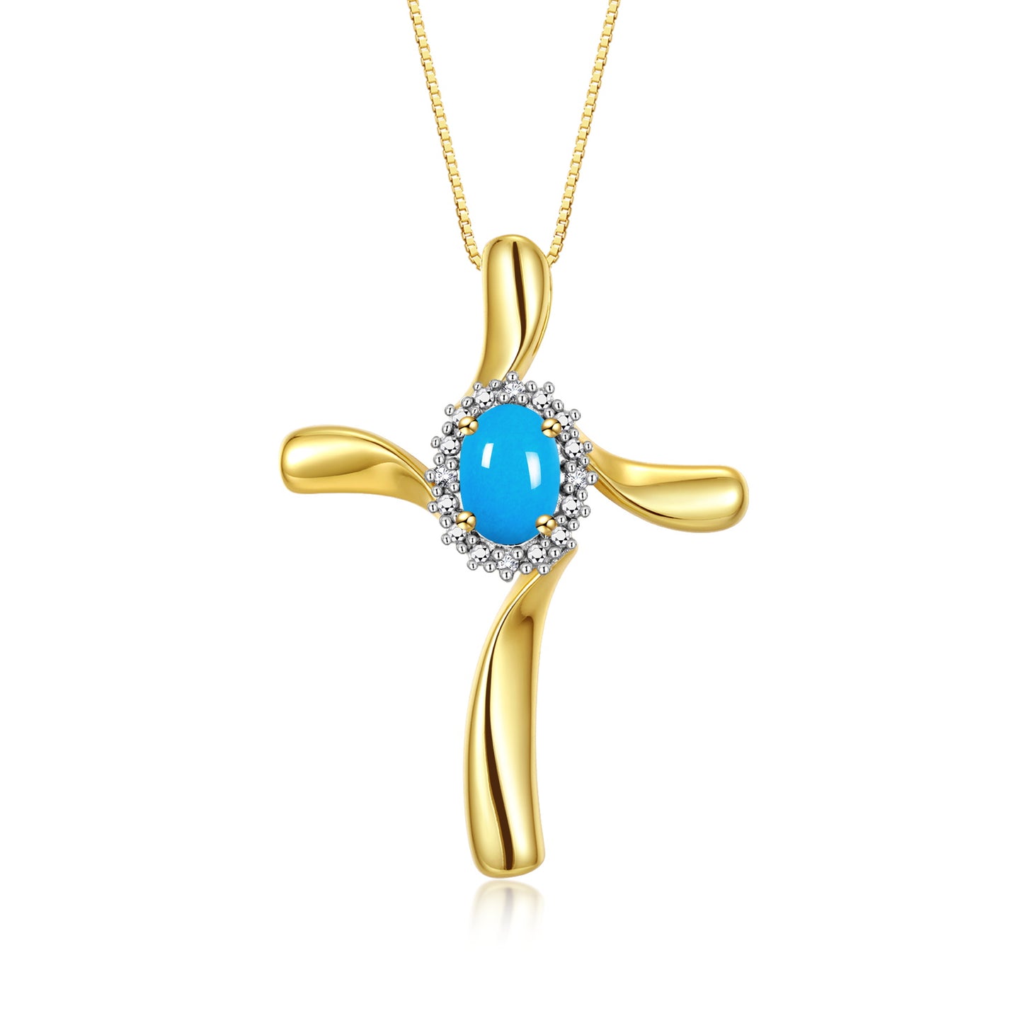 RYLOS 14K Yellow Gold Cross Necklace: Gemstone & Diamond Pendant, 18" Chain, 7X5MM Birthstone, Elegant Women's Jewelry