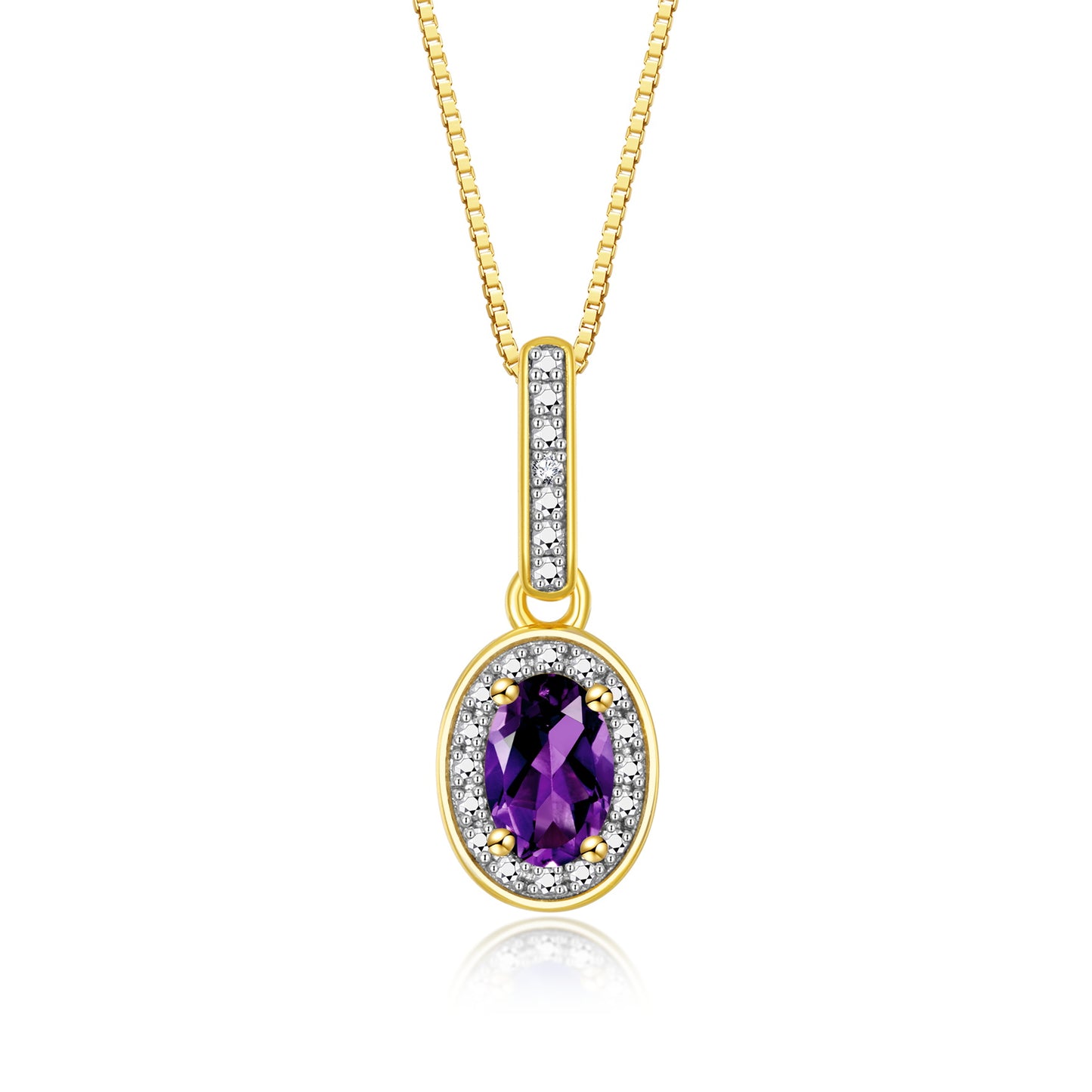 RYLOS 14K Yellow Gold Halo Designer Necklace: Gemstone & Diamond Pendant, 18" Chain, 6X4MM Birthstone, Elegant Women's Jewelry