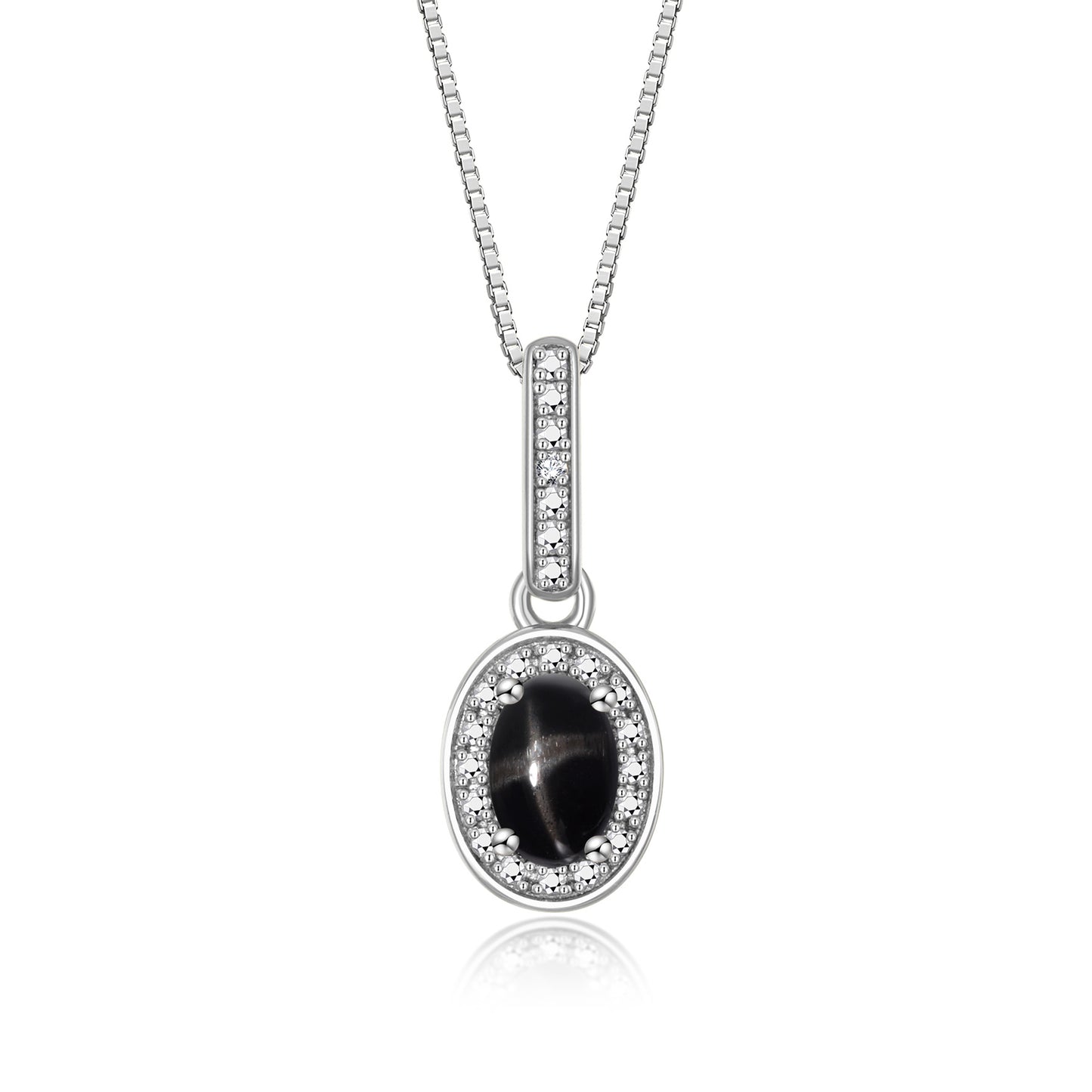 RYLOS Sterling Silver Halo Designer Necklace: Gemstone & Diamond Pendant, 18" Chain, 6X4MM Birthstone, Elegant Women's Jewelry