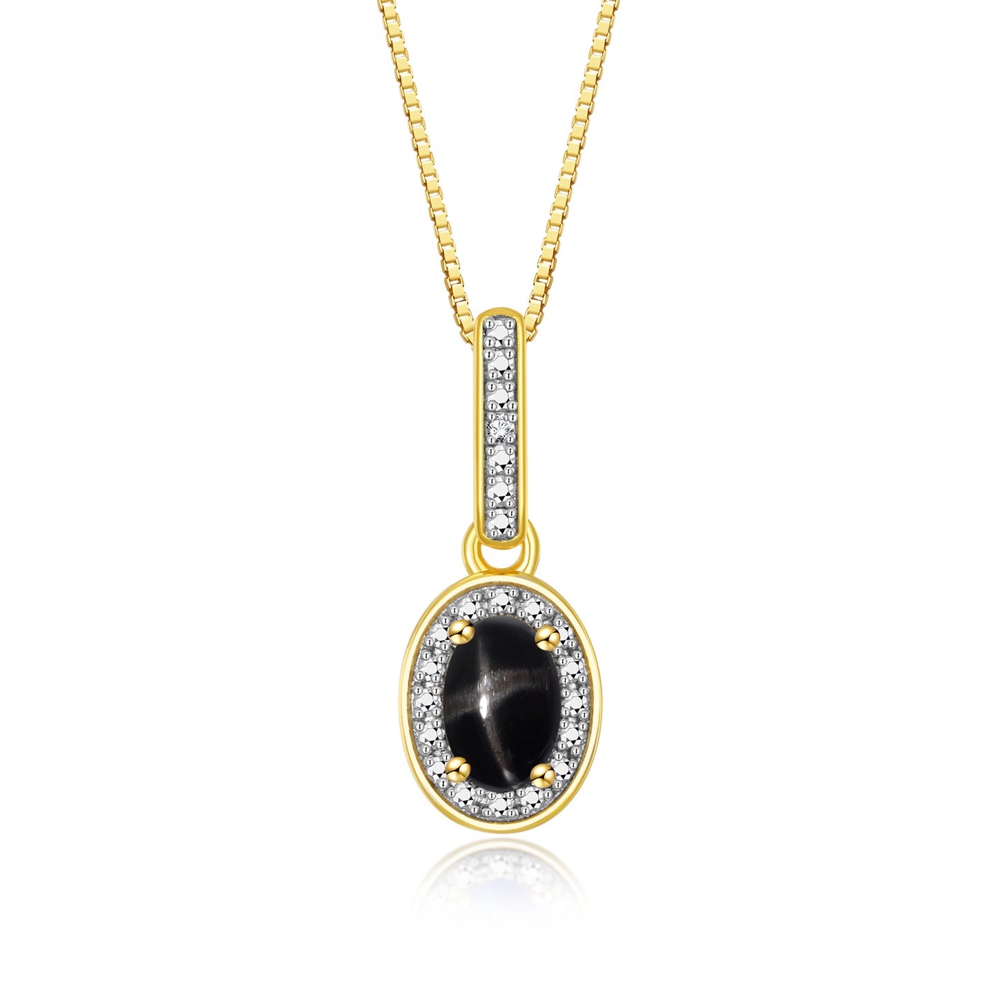 RYLOS Yellow Gold Plated1\ Silver Halo Designer Necklace: Gemstone & Diamond Pendant, 18" Chain, 6X4MM Birthstone, Elegant Women's Jewelry