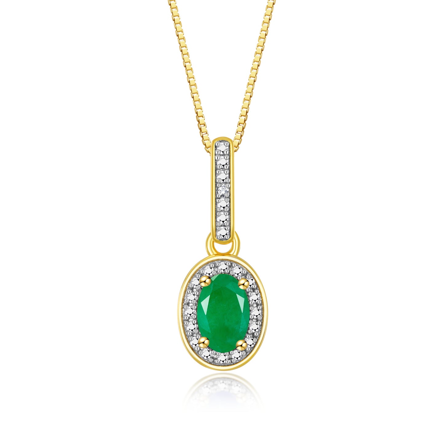 RYLOS 14K Yellow Gold Halo Designer Necklace: Gemstone & Diamond Pendant, 18" Chain, 6X4MM Birthstone, Elegant Women's Jewelry