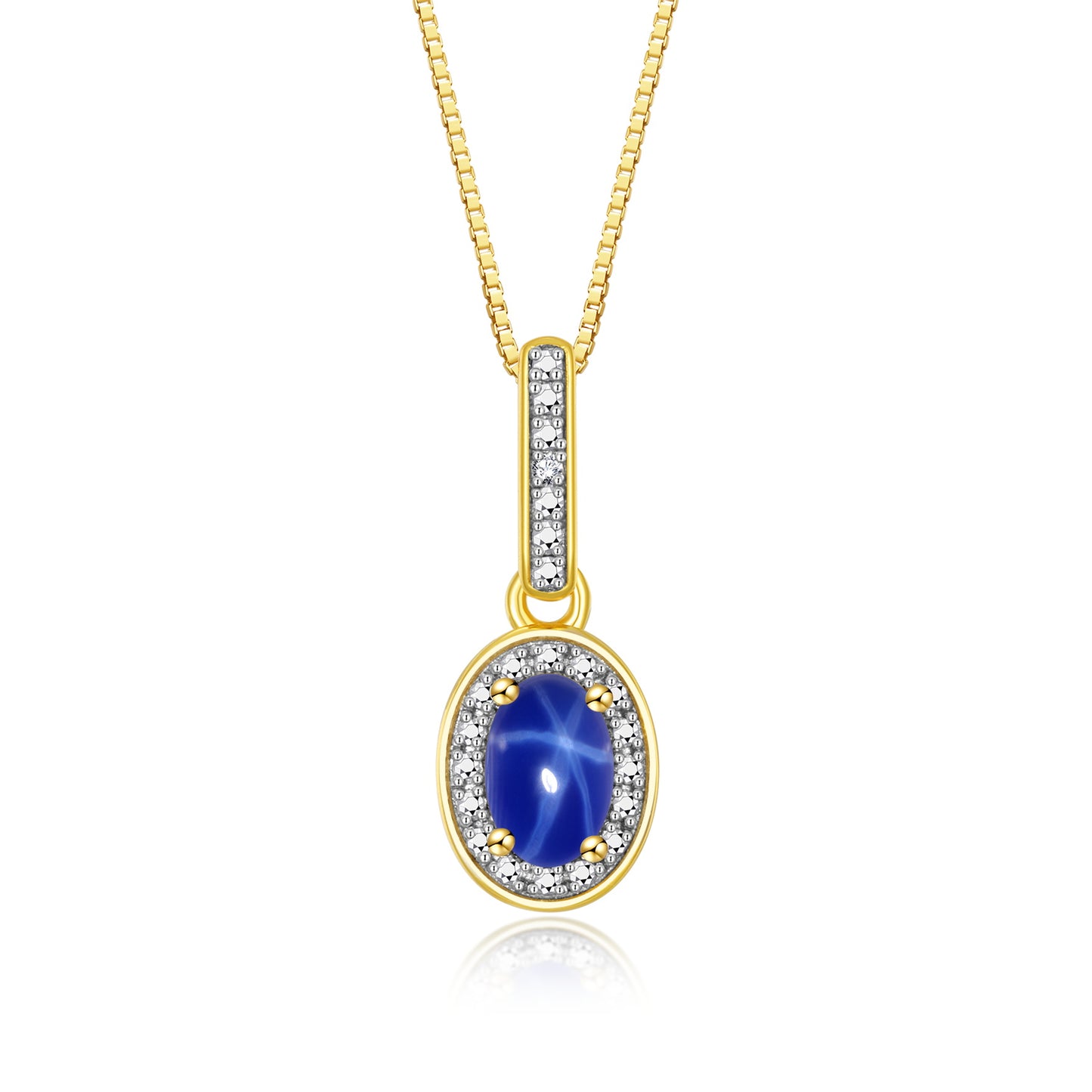RYLOS Yellow Gold Plated1\ Silver Halo Designer Necklace: Gemstone & Diamond Pendant, 18" Chain, 6X4MM Birthstone, Elegant Women's Jewelry