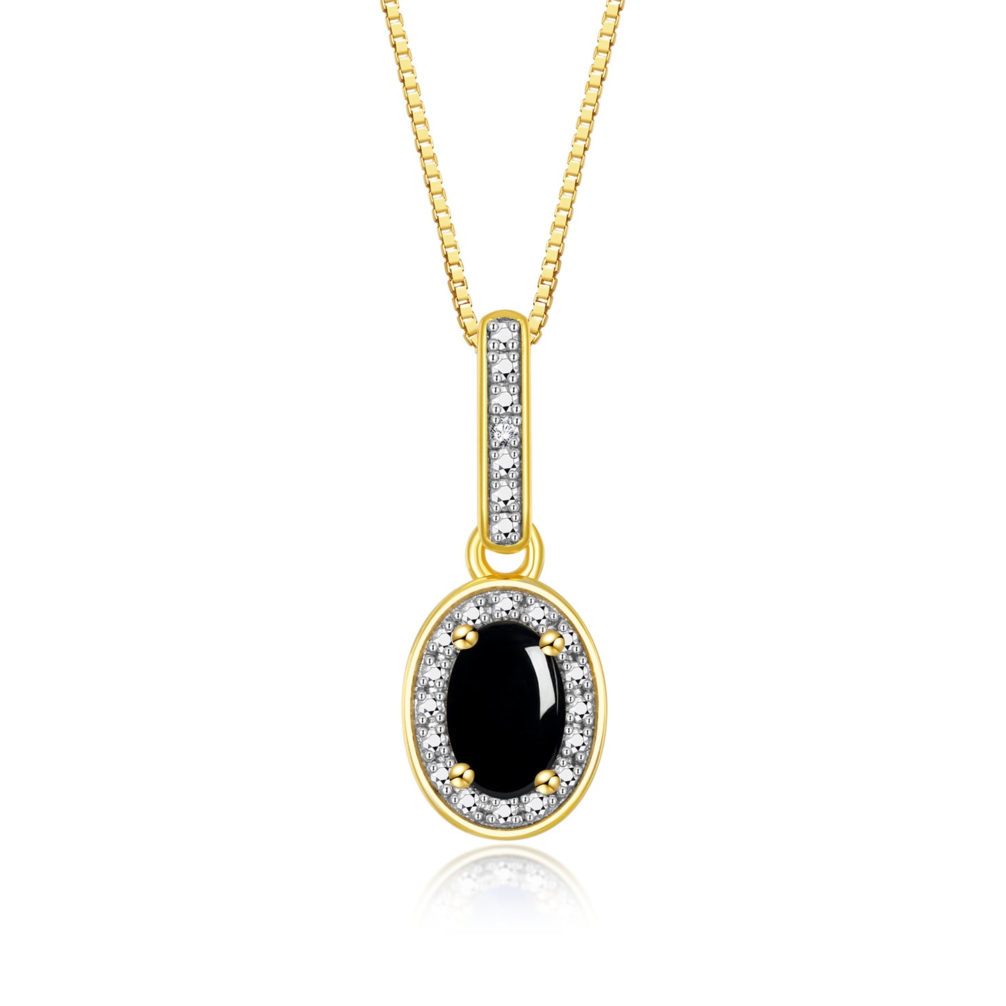 RYLOS Yellow Gold Plated1\ Silver Halo Designer Necklace: Gemstone & Diamond Pendant, 18" Chain, 6X4MM Birthstone, Elegant Women's Jewelry