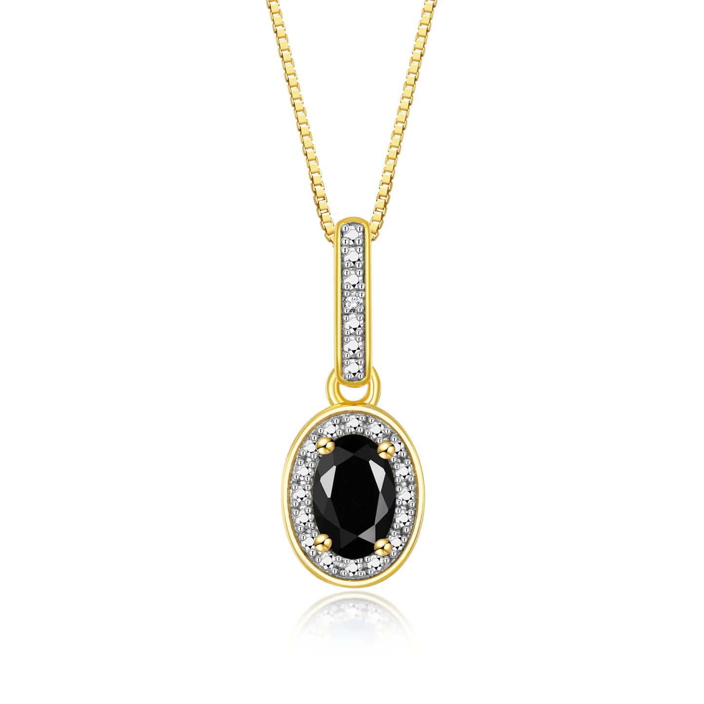 RYLOS 14K Yellow Gold Halo Designer Necklace: Gemstone & Diamond Pendant, 18" Chain, 6X4MM Birthstone, Elegant Women's Jewelry