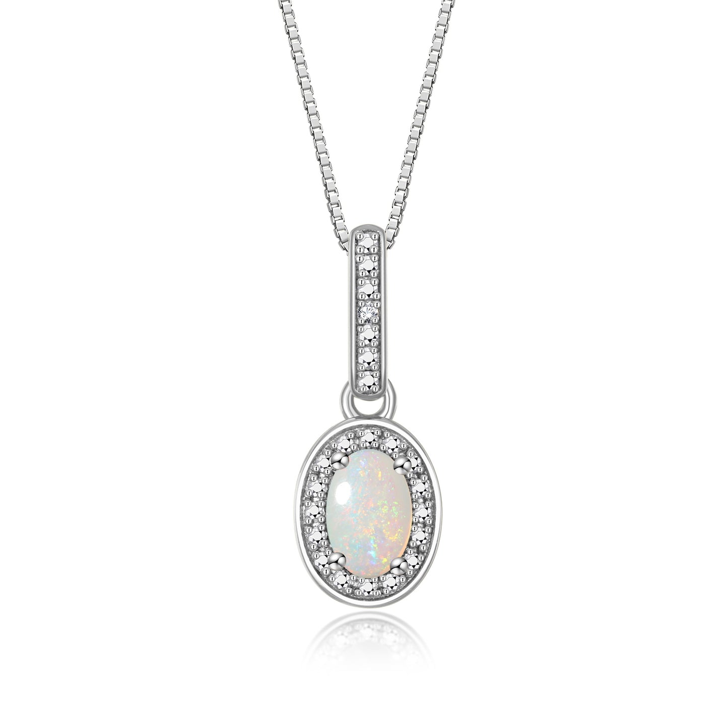 RYLOS Sterling Silver Halo Designer Necklace: Gemstone & Diamond Pendant, 18" Chain, 6X4MM Birthstone, Elegant Women's Jewelry
