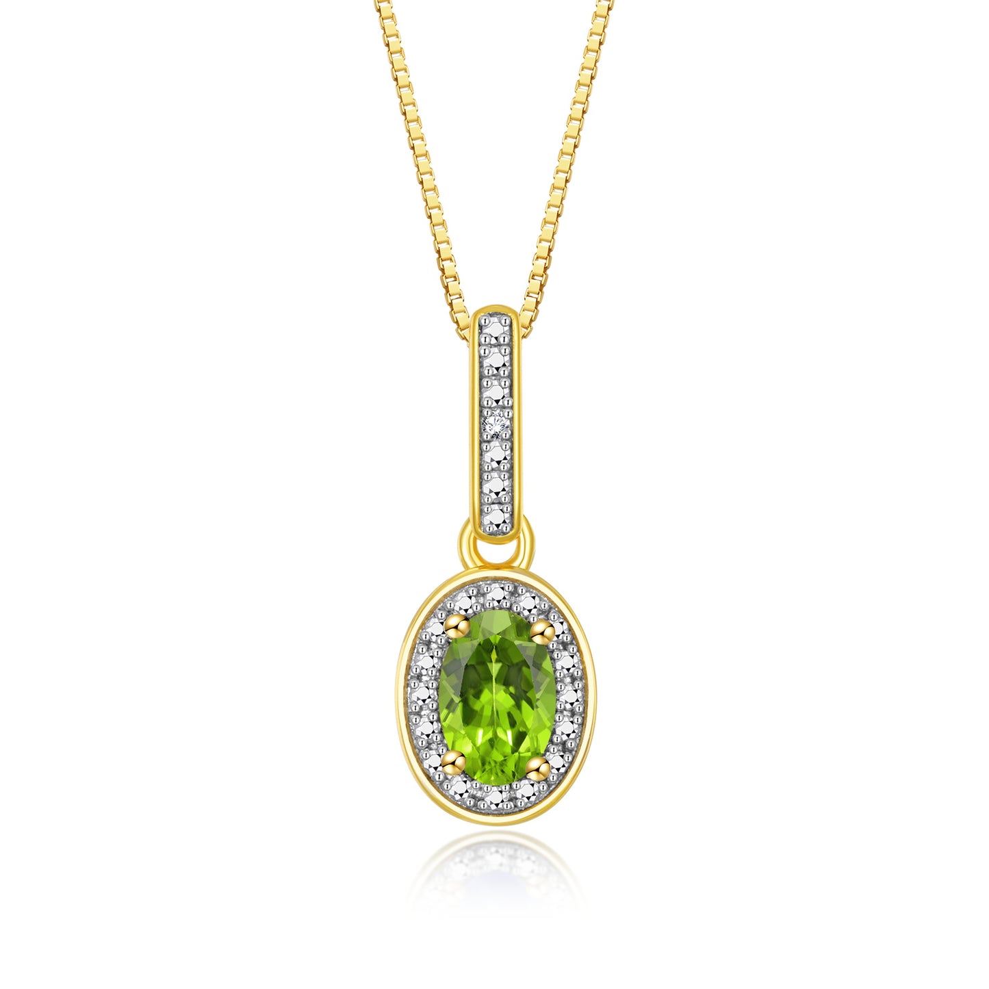 RYLOS 14K Yellow Gold Halo Designer Necklace: Gemstone & Diamond Pendant, 18" Chain, 6X4MM Birthstone, Elegant Women's Jewelry