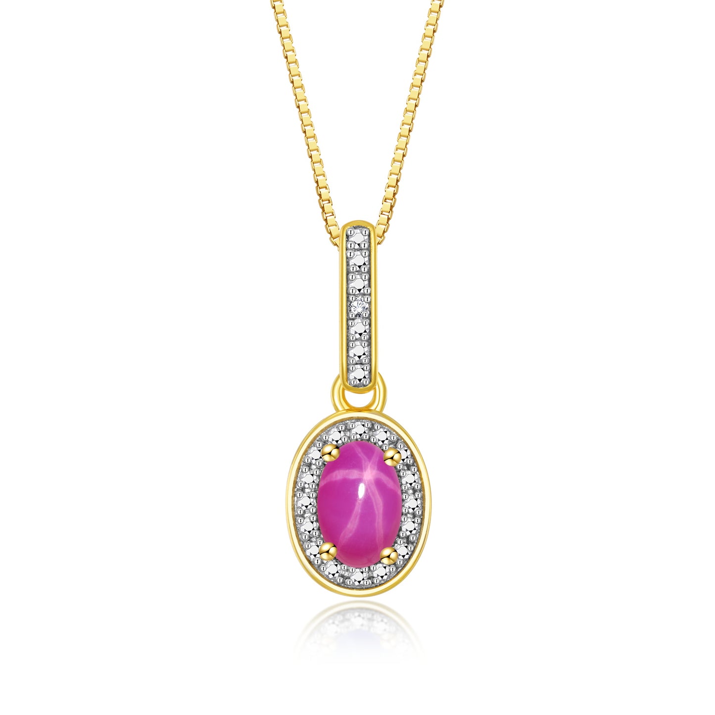 RYLOS 14K Yellow Gold Halo Designer Necklace: Gemstone & Diamond Pendant, 18" Chain, 6X4MM Birthstone, Elegant Women's Jewelry
