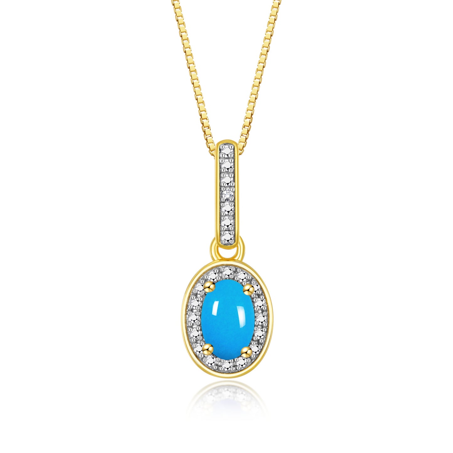 RYLOS Yellow Gold Plated1\ Silver Halo Designer Necklace: Gemstone & Diamond Pendant, 18" Chain, 6X4MM Birthstone, Elegant Women's Jewelry