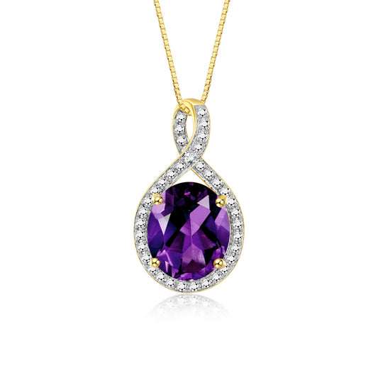 RYLOS 14K Yellow Gold Halo Designer Necklace: Gemstone & Diamond Pendant, 18" Chain, 12X10MM Birthstone, Elegant Women's Jewelry