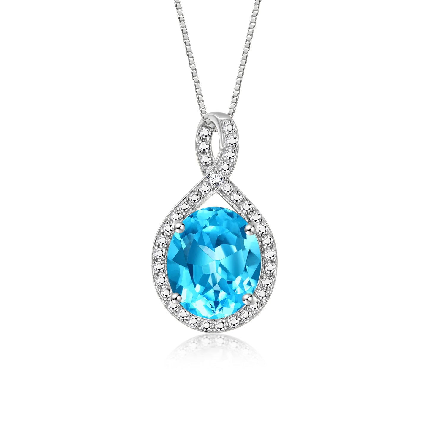 RYLOS Sterling Silver Halo Designer Necklace: Gemstone & Diamond Pendant, 18" Chain, 12X10MM Birthstone, Elegant Women's Jewelry