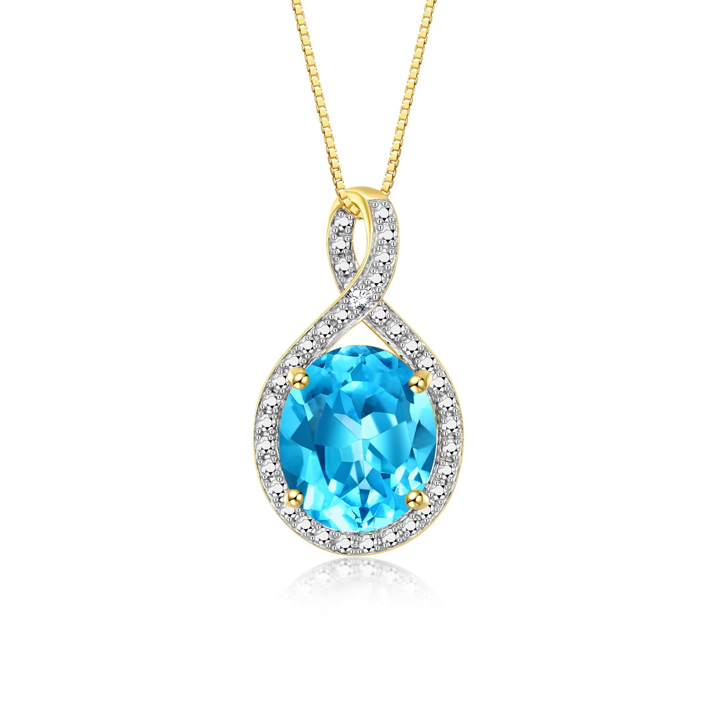 RYLOS 14K Yellow Gold Halo Designer Necklace: Gemstone & Diamond Pendant, 18" Chain, 12X10MM Birthstone, Elegant Women's Jewelry