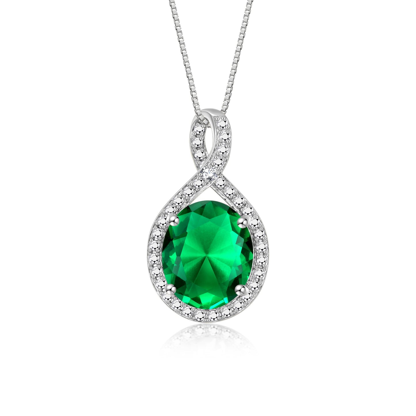RYLOS Sterling Silver Halo Designer Necklace: Gemstone & Diamond Pendant, 18" Chain, 12X10MM Birthstone, Elegant Women's Jewelry