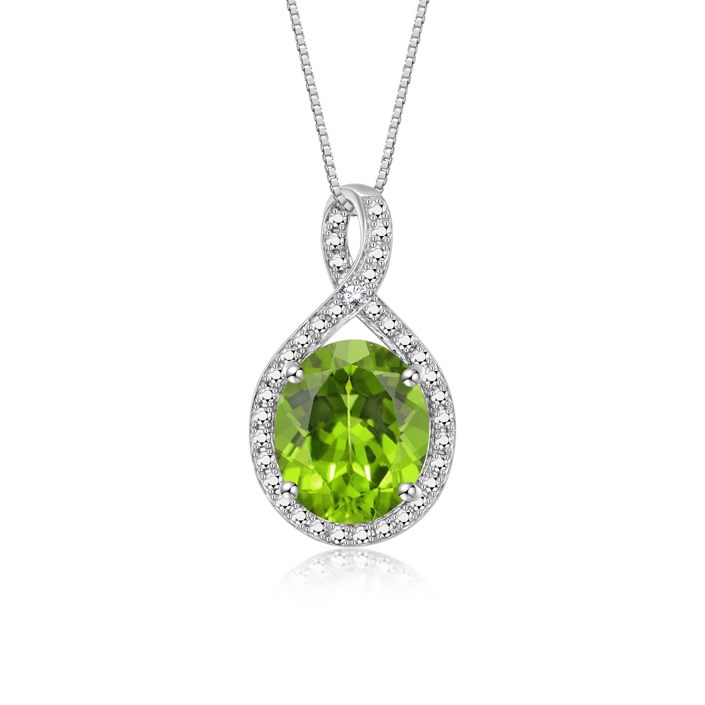 RYLOS Sterling Silver Halo Designer Necklace: Gemstone & Diamond Pendant, 18" Chain, 12X10MM Birthstone, Elegant Women's Jewelry