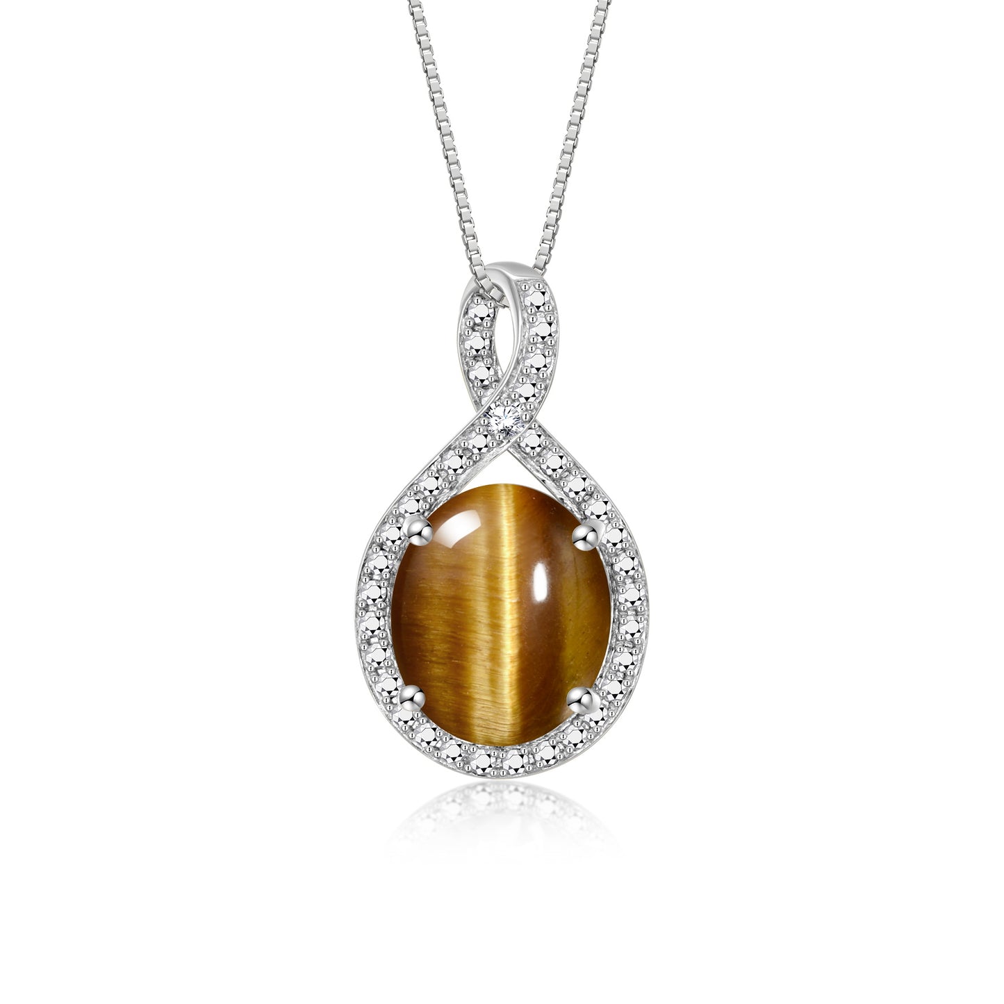 RYLOS Sterling Silver Halo Designer Necklace: Gemstone & Diamond Pendant, 18" Chain, 12X10MM Birthstone, Elegant Women's Jewelry