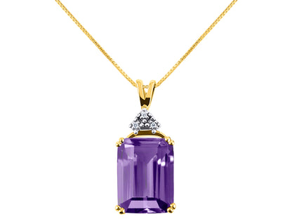 RYLOS Necklaces for Women Yellow Gold 14K Rectangle Necklace Emerald Cut Gemstone &  Diamonds Pendant 18 inch Chain 16X12MM