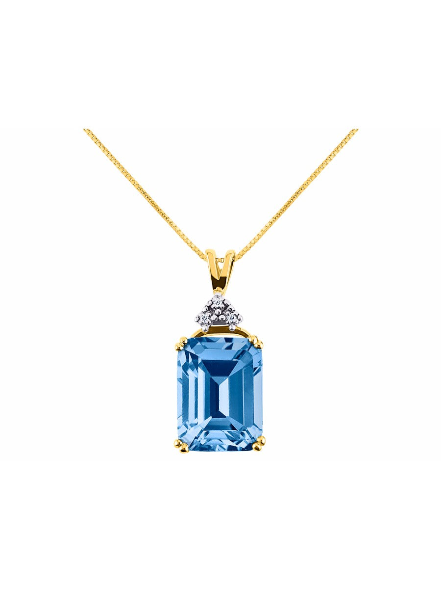 RYLOS Necklaces for Women Yellow Gold 14K Rectangle Necklace Emerald Cut Gemstone &  Diamonds Pendant 18 inch Chain 16X12MM